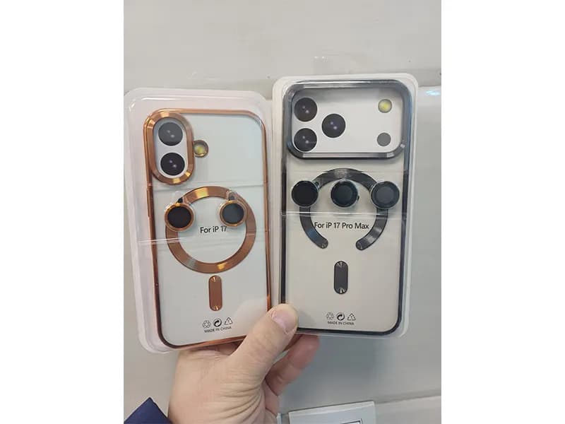 قاب ژله ای مگ سیف شفاف دوررنگ+محافظ لنز رینگی iphone 17