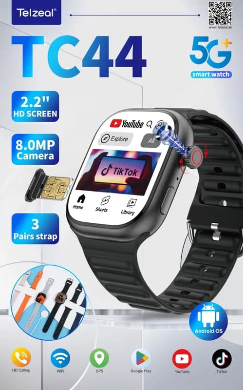 ساعت هوشمند Telzeal TC44 سیم کارت خور با حافظه ۶۴ گیگ و رم ۶ گیگابایت — تصویر ۳