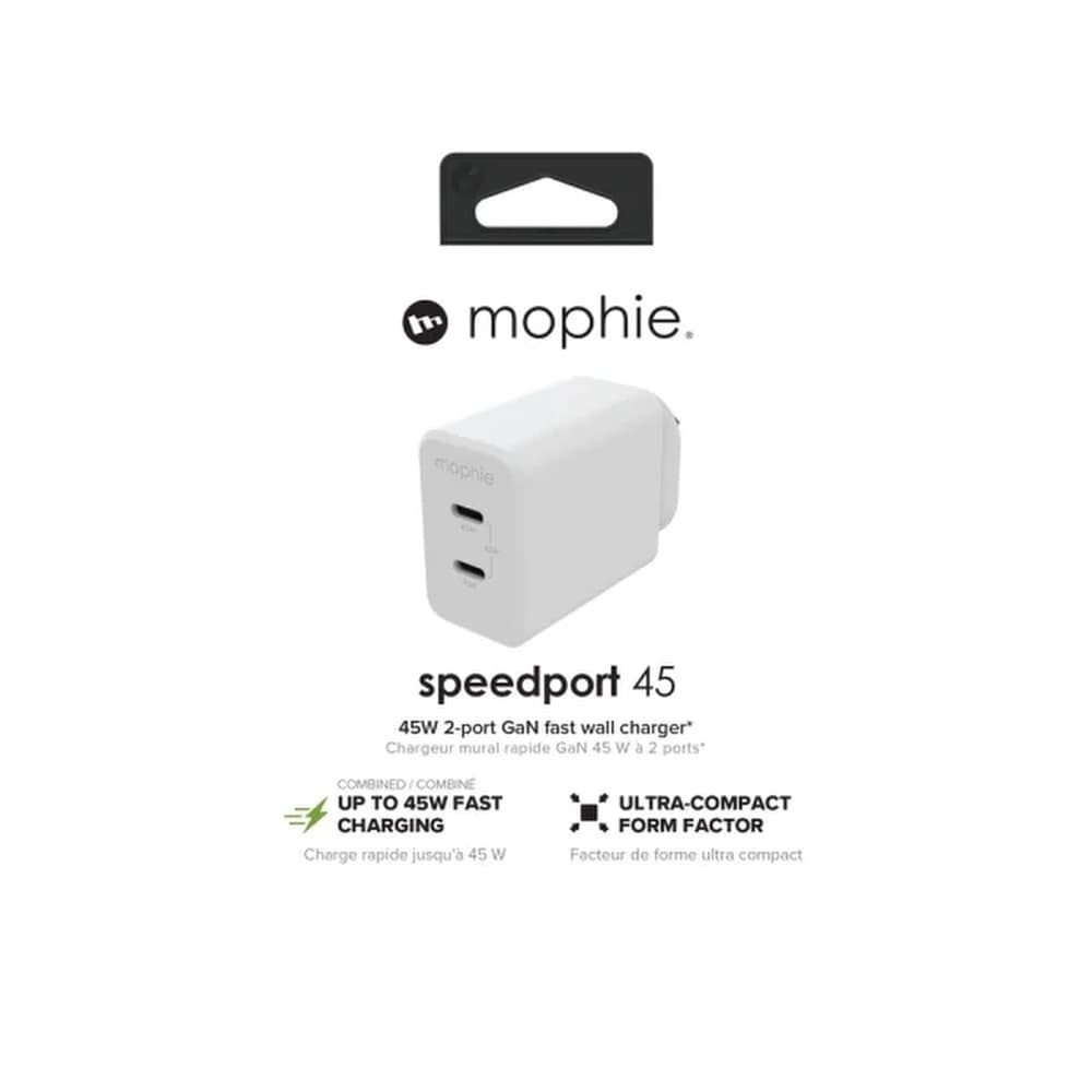 شارژر دیواری 45 وات موفی مدل Mophie SpeedPort GaN 45W Dual USB-C — تصویر ۳