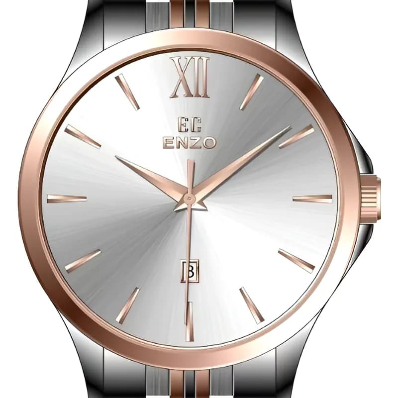 ساعت مردانه انزو استیل سیلور رزگلدصفحه سیلور مدل EC-612KEG — تصویر ۳