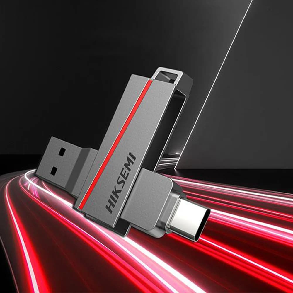 فلش مموری دو سر هایکسمی (Hiksemi) مدل Dual Slim E307C ظرفیت 256 گیگابایت رابط USB 3.2 و Type-C — تصویر ۴