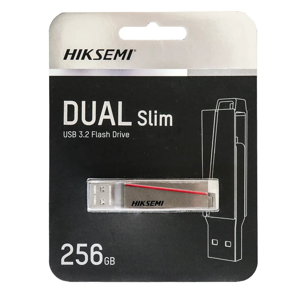 فلش مموری دو سر هایکسمی (Hiksemi) مدل Dual Slim E307C ظرفیت 256 گیگابایت رابط USB 3.2 و Type-C — تصویر ۵