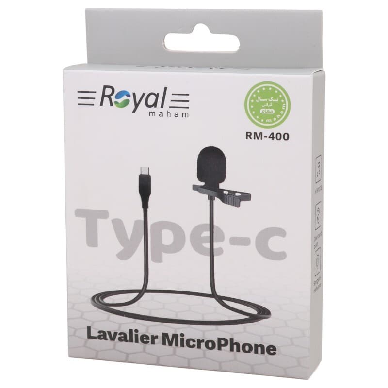 میکروفون یقه ای تایپ سی رویال Royal RM-400 — تصویر ۳