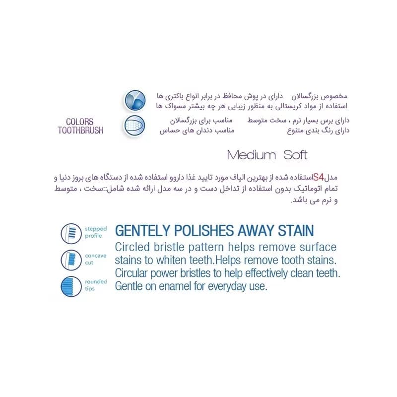 مسواک اسپارکل مدل S4 N با برس متوسط بسته 2 عددی — تصویر ۲