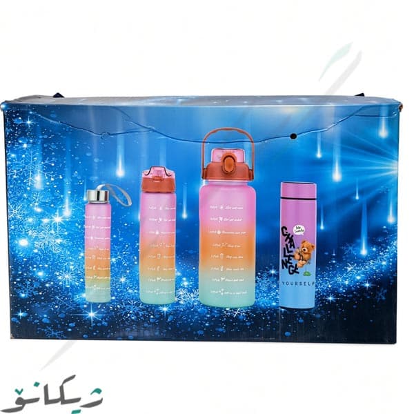 ست قمقمه ورزشی ۳ قلو و فلاکس مجموعه 4 عددی — تصویر ۳