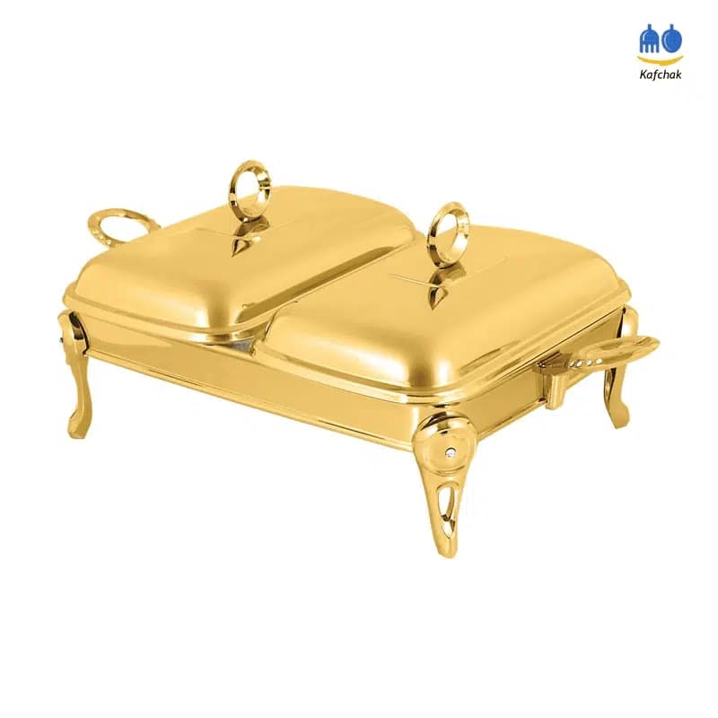 سوفله خوری دوقلو پرتی – مدل حلقه نگین – طلایی — تصویر ۲