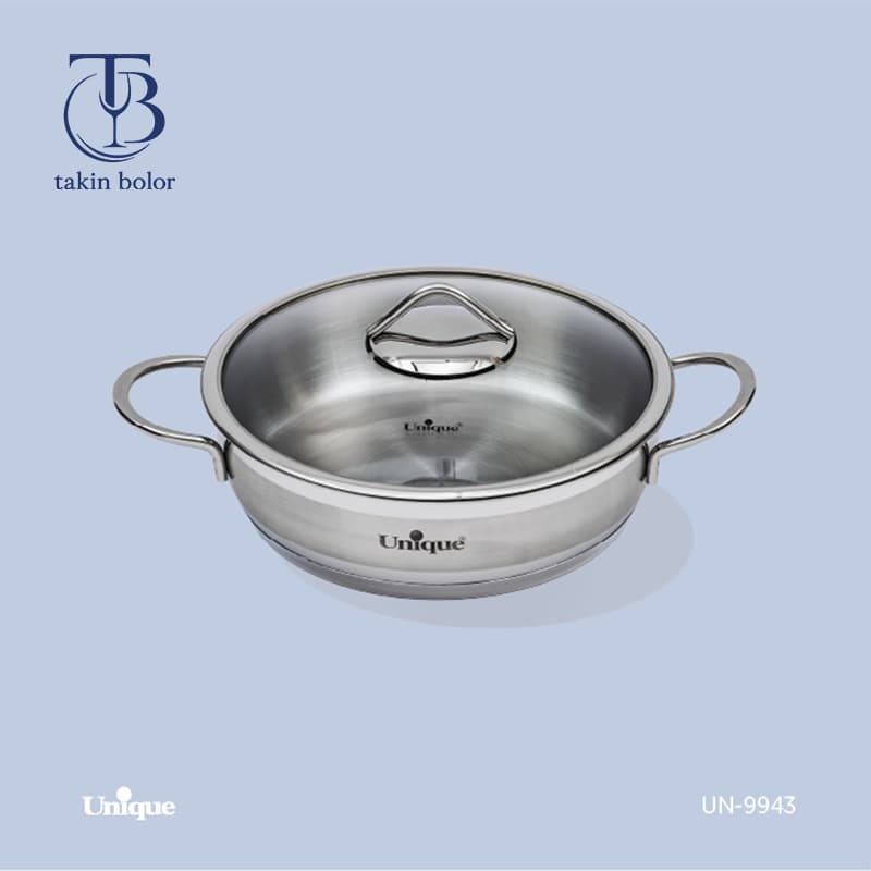 ماهیتابه دو دسته یونیک – مدل 9943 – سایز 24 (استیل) — تصویر ۲