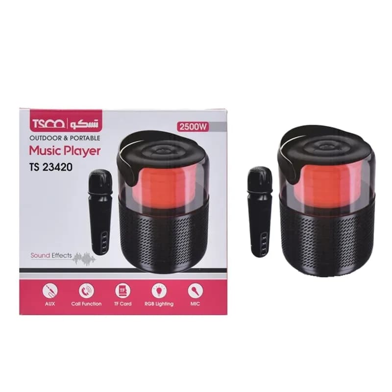 اسپیکر بی سیم 20 وات تسکو Tsco مدل TS 23420 مشکی همراه با میکروفون بی سیم — تصویر ۵