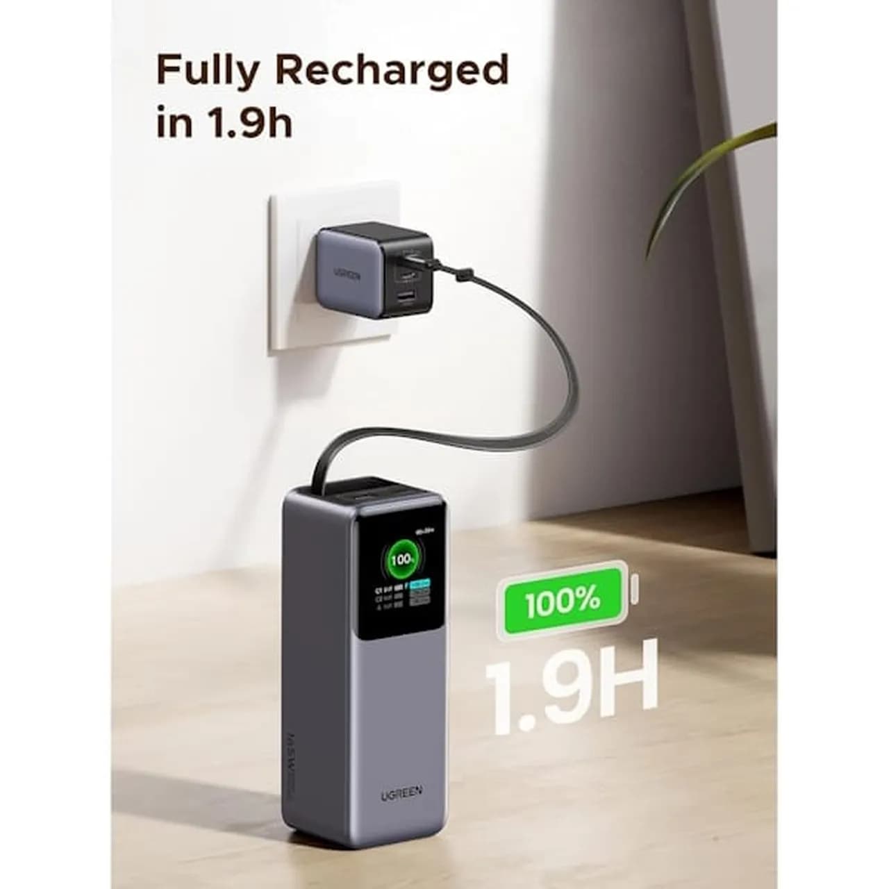 پاوربانک PD فست شارژ UGREEN 20000mAh مدل Nexode 165W خاکستری — تصویر ۷
