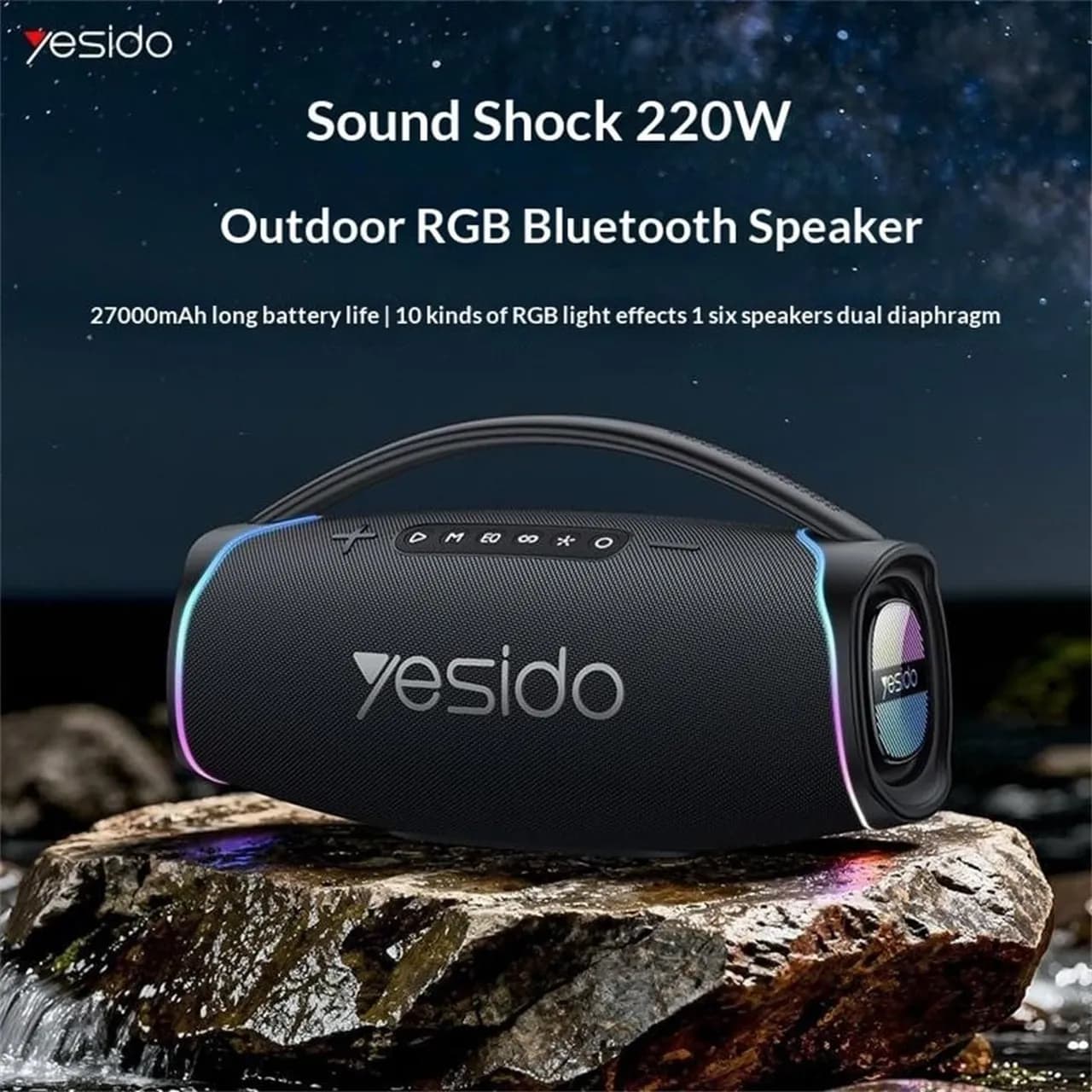 اسپیکر بی سیم Yesido ضد آب مدل مدل YSW46 220W – مشکی — تصویر ۳