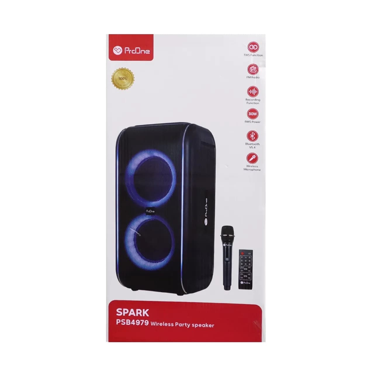 اسپیکر بی سیم شارژی و قابل حمل 30 وات ProOne مدل Party Box Spark PSB4979 – مشکی — تصویر ۴