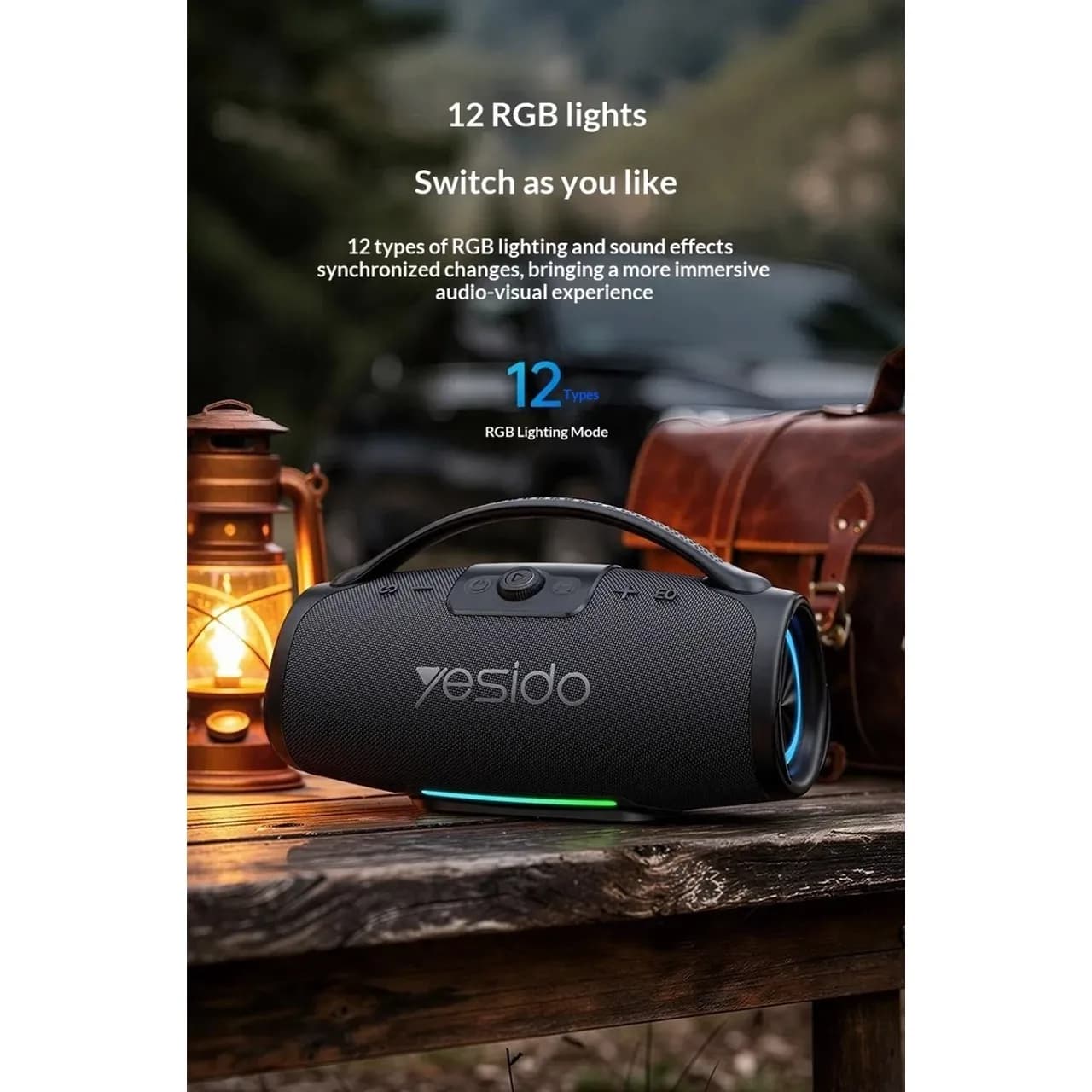اسپیکر بی سیم Yesido ضد آب مدل YSW45 120W – مشکی — تصویر ۵