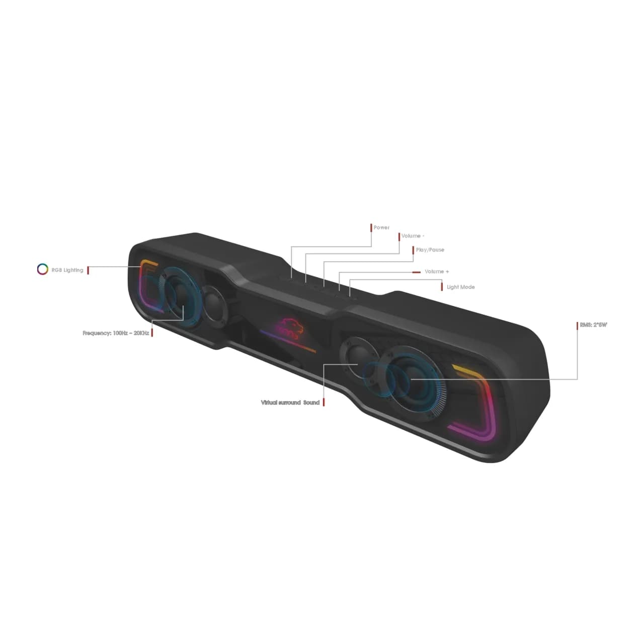 اسپیکر ساندبار گیمینگ TSCO مدل GS 23364 – مشکی (گارانتی 18 ماهه تسکو) — تصویر ۷