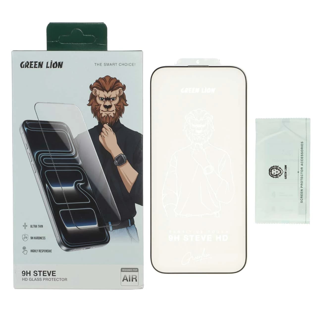 محافظ صفحه نمایش شیشه ای اورجینال Green Lion Steve مدل Apple iPhone 17 Air (پک دار) — تصویر ۶
