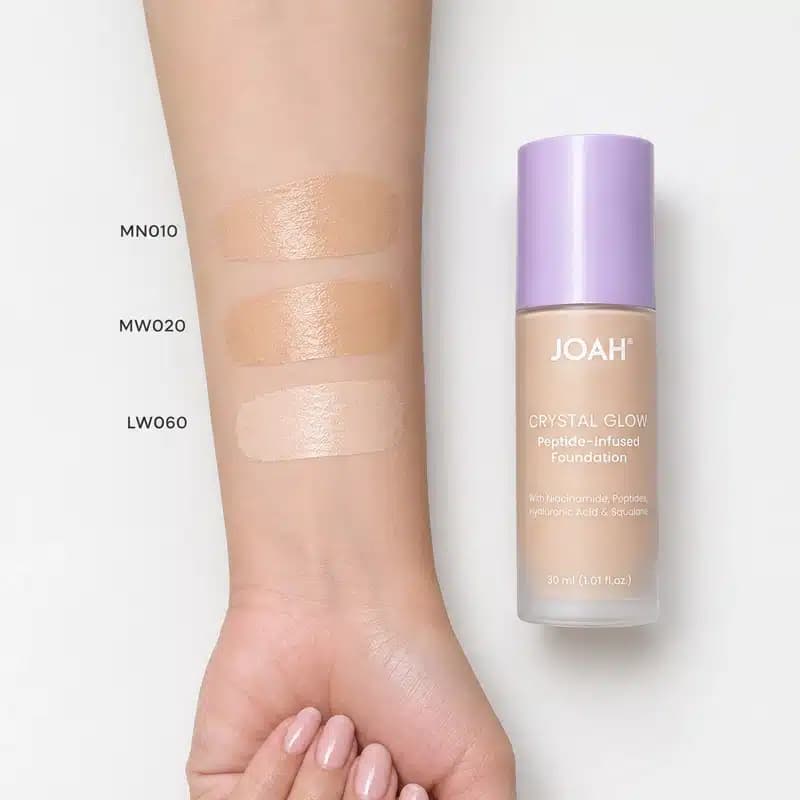 کرم پودر درخشان ژواه JOAH مدل Crystal Glow Peptide-Infused Foundation کد MN010