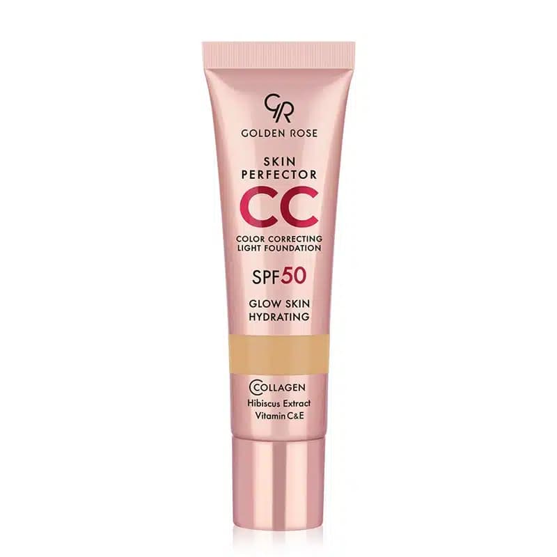 سی سی کرم SPF 50 اصلاح کننده رنگ پوست گلدن رز Golden Rose مدل CC Cream Skin Perfector Light Foundation کد 102 رنگ Neutral