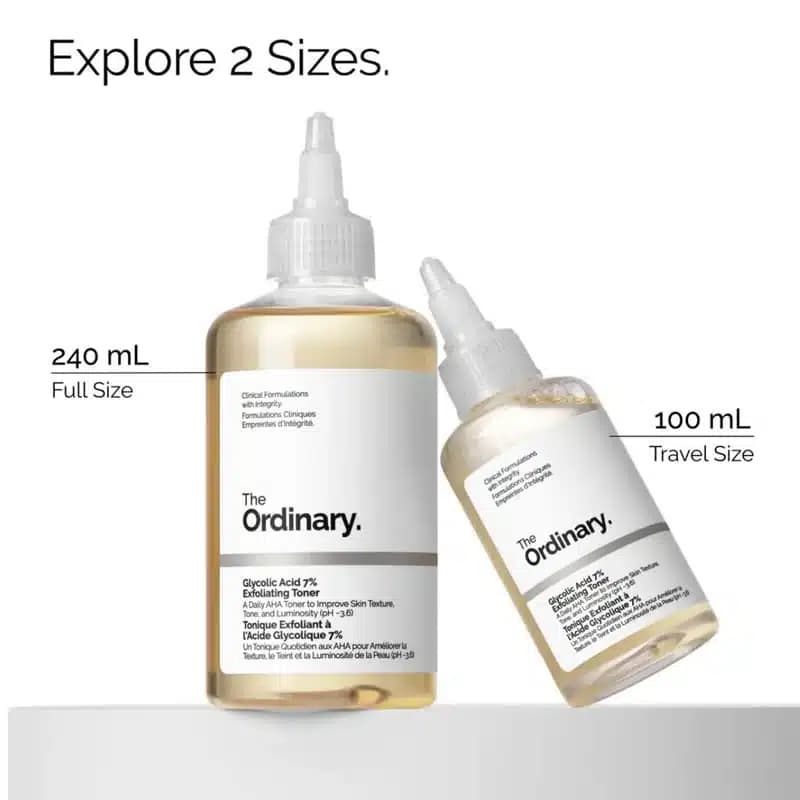 ست دو عددی تونر گلیکولیک اسید 7% اوردینری Ordinary(240 میل + 100 میل) — تصویر ۲