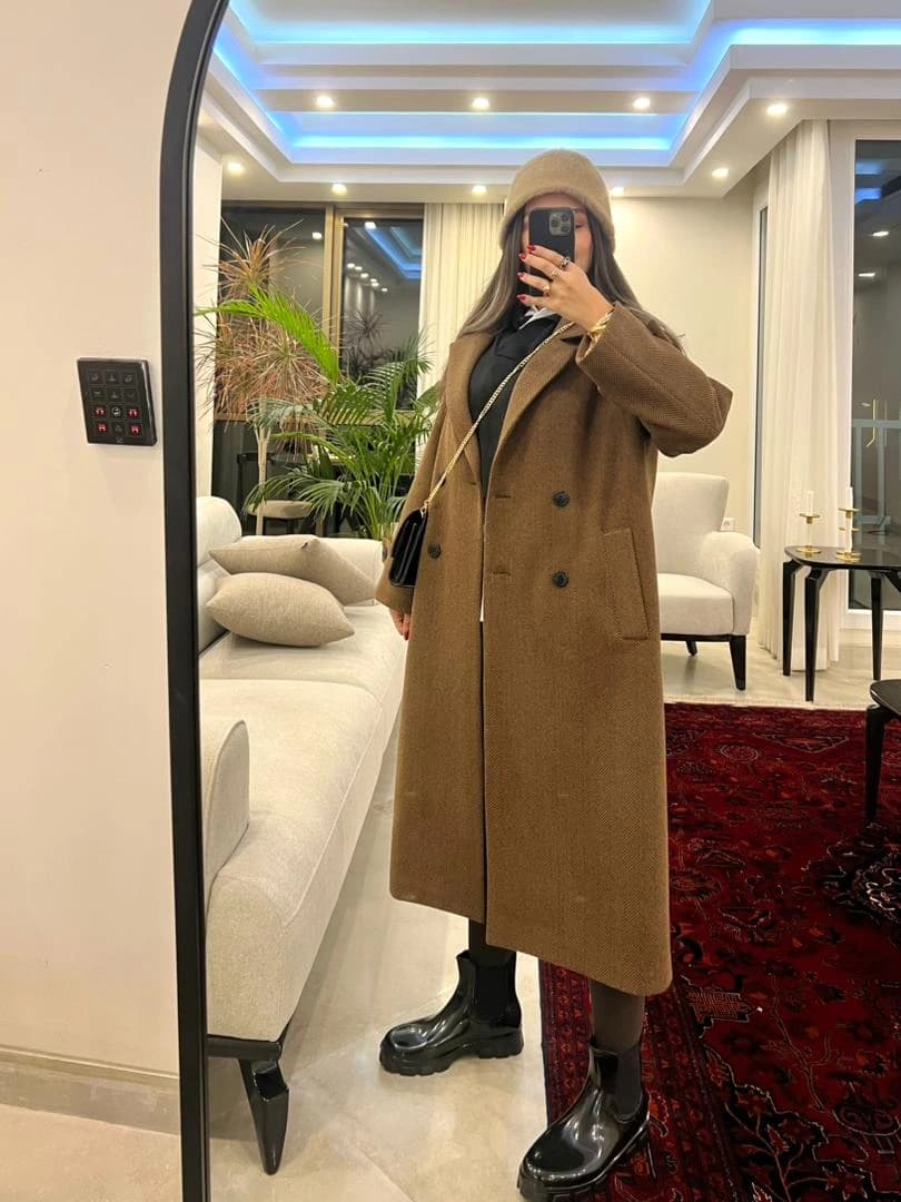 پالتو فوتر جناغی طوسی مدل استرا — تصویر ۲
