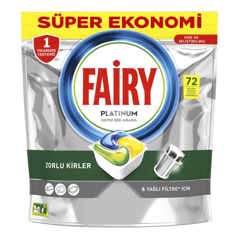 قرص ظرفشویی فیری Fairy مدل Platinum بسته 72 عددی — تصویر ۲