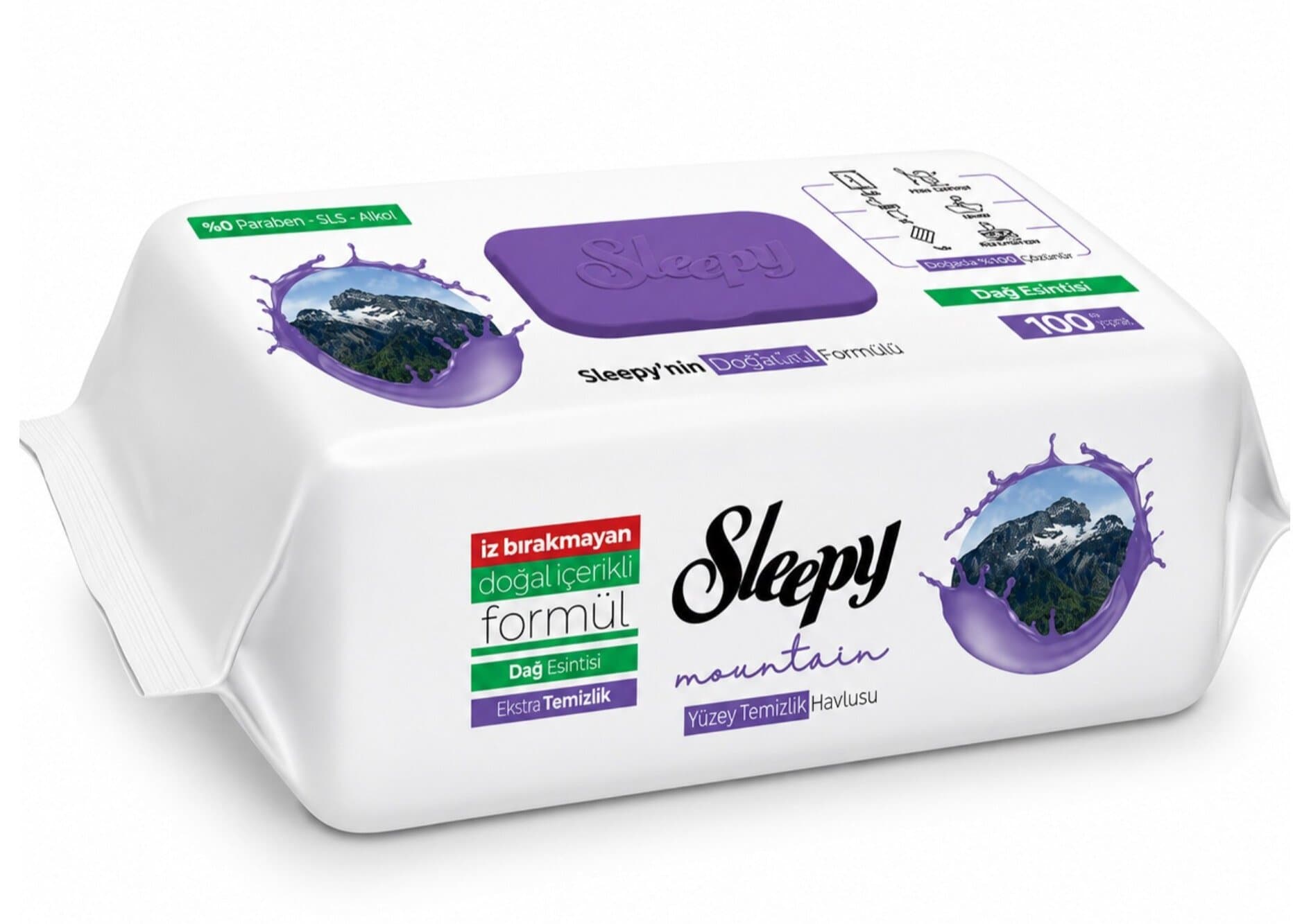 دستمال سطوح اسلیپی Sleepy رایحه کوهستان بسته 100 عددی