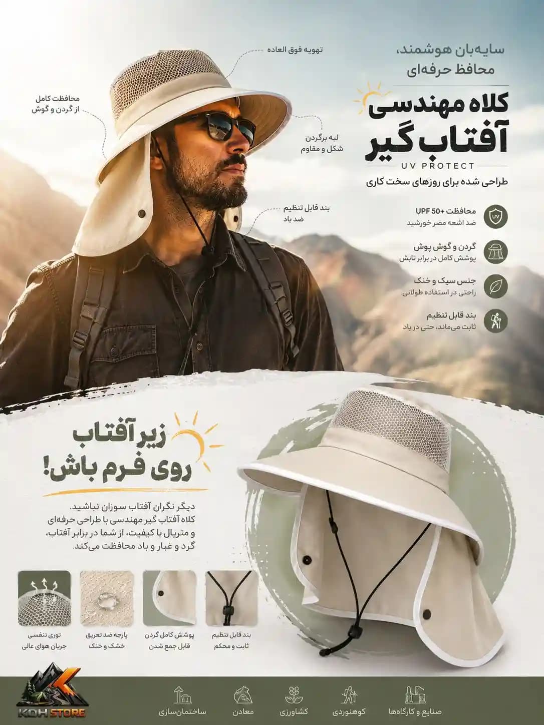 کلاه آفتابگیر یالدار مهندسی — تصویر ۷