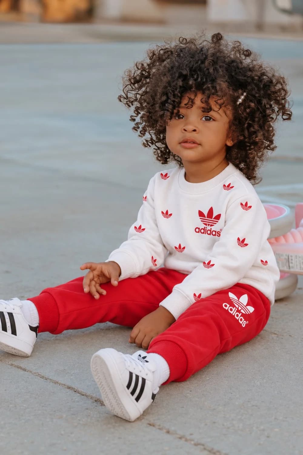 ست بلوز و شلوار بچگانه آدیداس adidas سفید قرمز — تصویر ۵