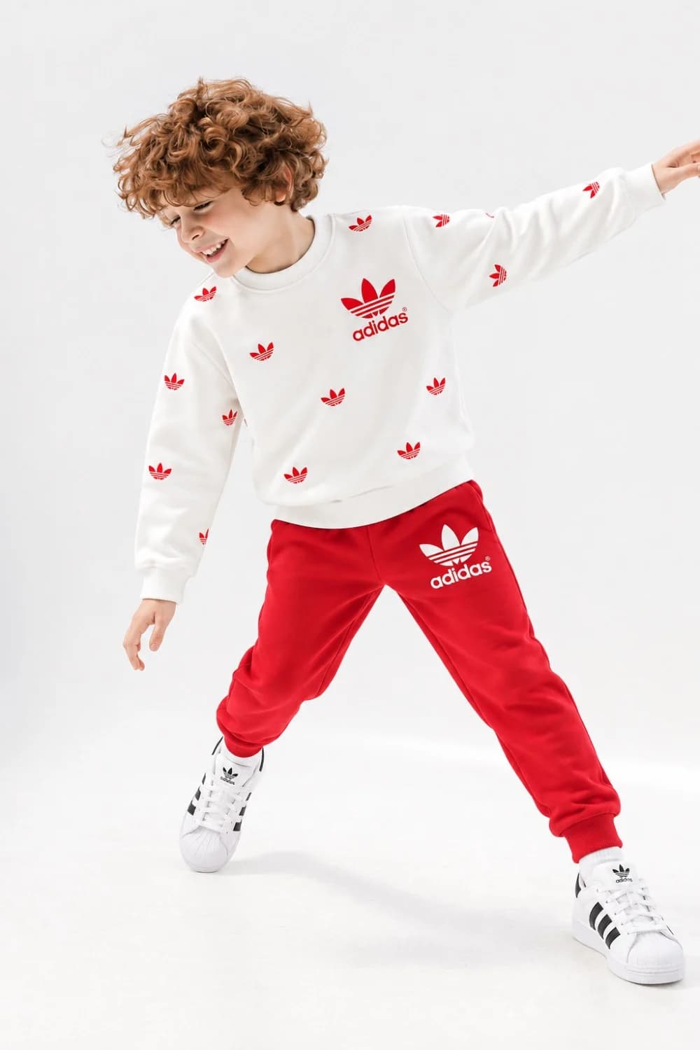 ست بلوز و شلوار بچگانه آدیداس adidas سفید قرمز — تصویر ۲