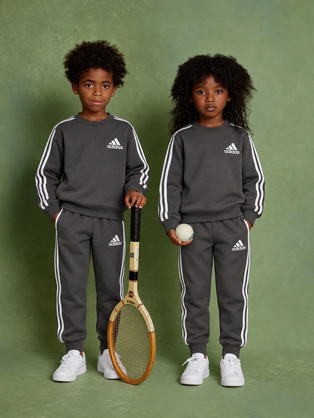 ست بلوز و شلوار بچگانه آدیداس طوسی تیره|Adidas kids tracksuit -charcoal grey — تصویر ۳
