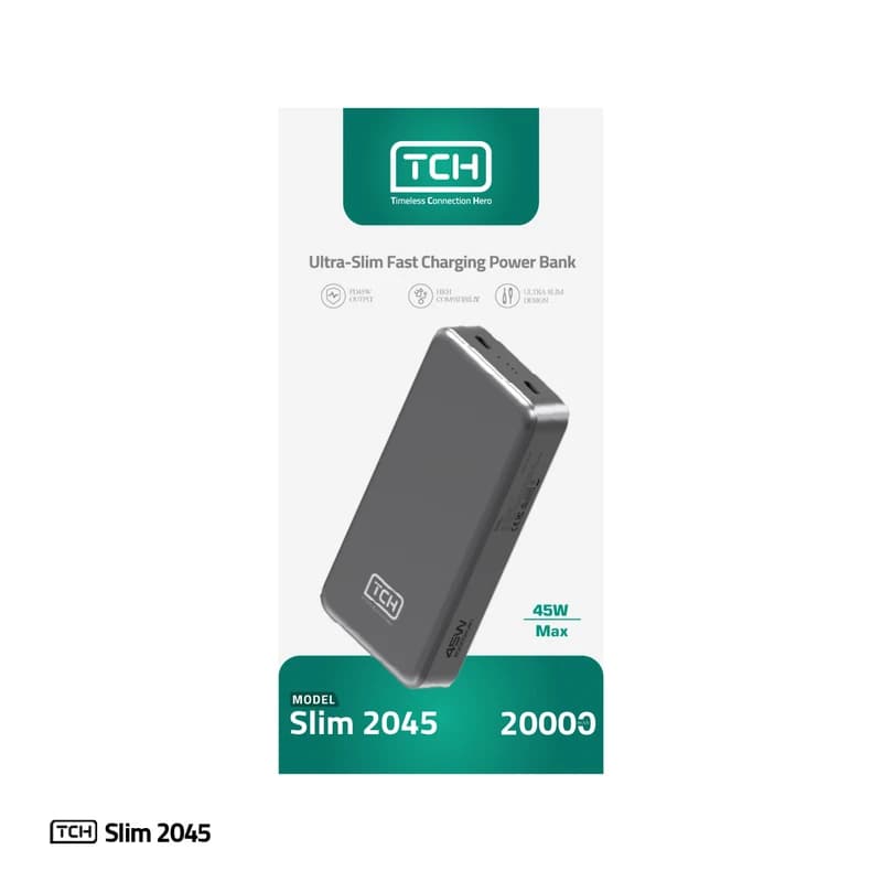 پاوربانک 45 وات TCH مدل Slim 2045 ظرفیت 20000 میلیآمپرساعت — تصویر ۵