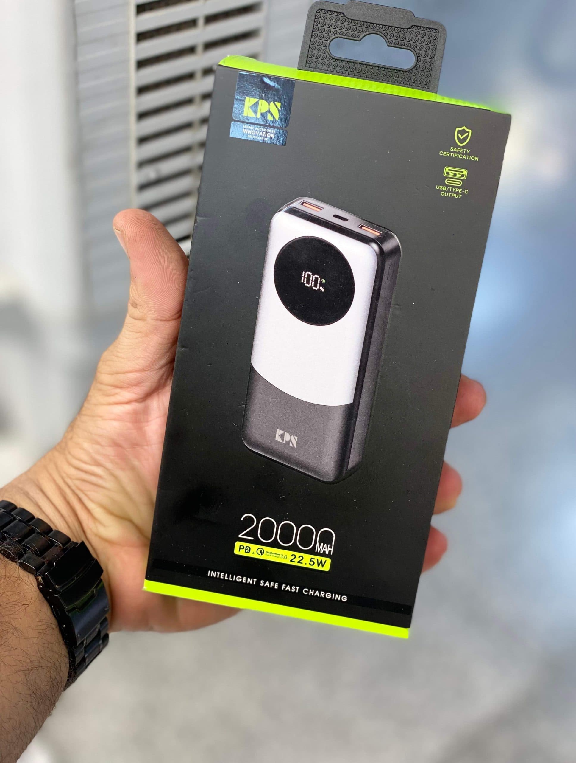 پاوربانک KPS مدل KPG-202 ظرفیت ۲۰۰۰۰ میلیآمپر فست شارژ دو خروجی با نمایشگر LED — تصویر ۲