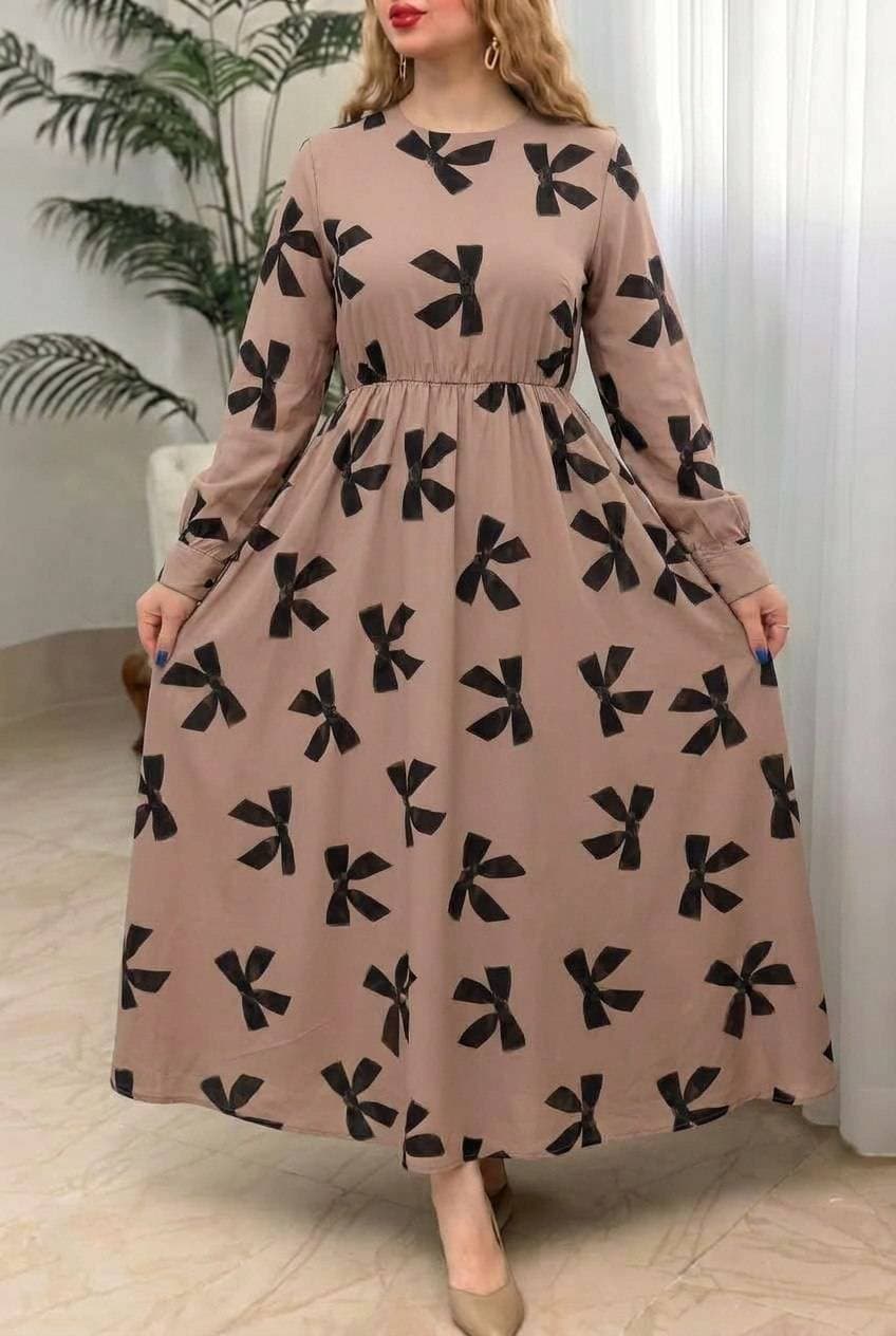 پیراهن بلند زنانه بوگاتی مدل هانیه طرح پاپیون (کد: ۱۵۹۸۱)