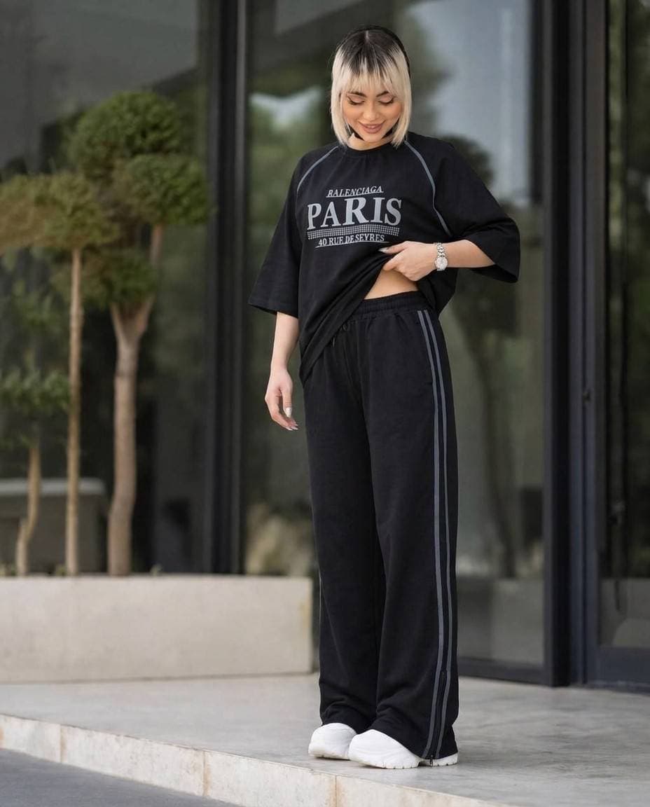 ست لباس خیابانی زنانه شانتون کبریتی مدل Paris مشکی (کد: ۱۴۱۴۳) — تصویر ۵