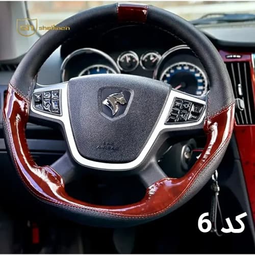 دور فرمان چرم دوختنی خودرو مناسب سمند — تصویر ۷