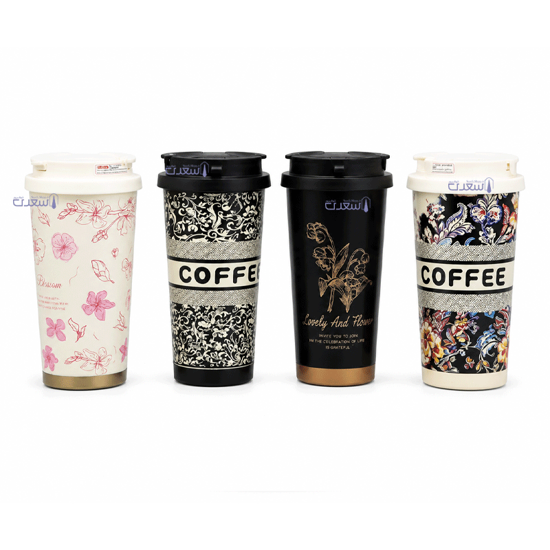 تراول ماگ طرح گل و منظره استیل حجم 520ml