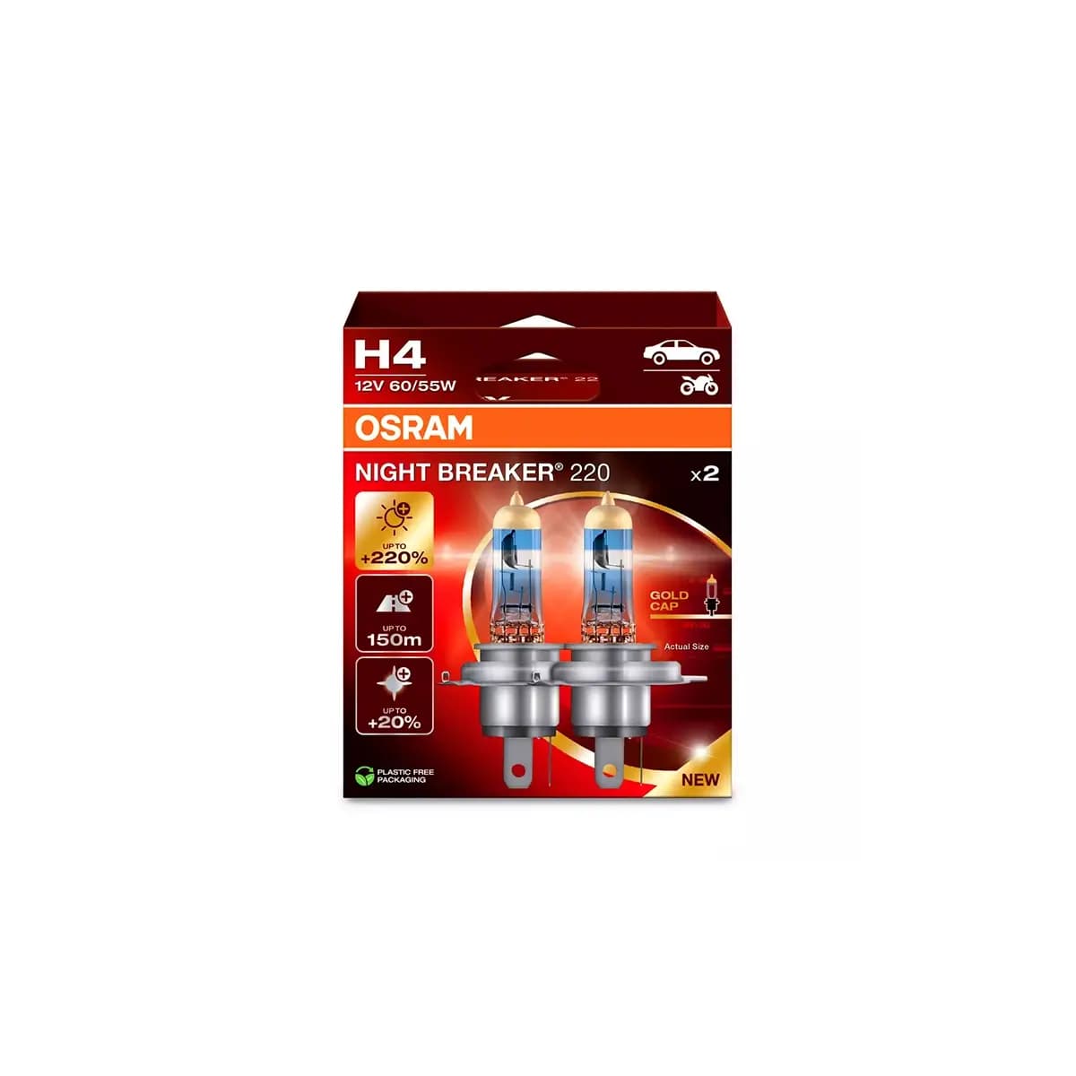 لامپ H4 سه خار اسرام مدل نایت برکر افزایشی %150 OSRAM — تصویر ۳
