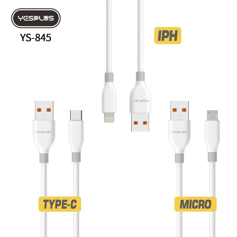 کابل فست شارژ و انتقال دیتا میکرو 3.1A یس پلاس | خرید عمده کابل فست شارژ و انتقال دیتا Yesplus YS-845