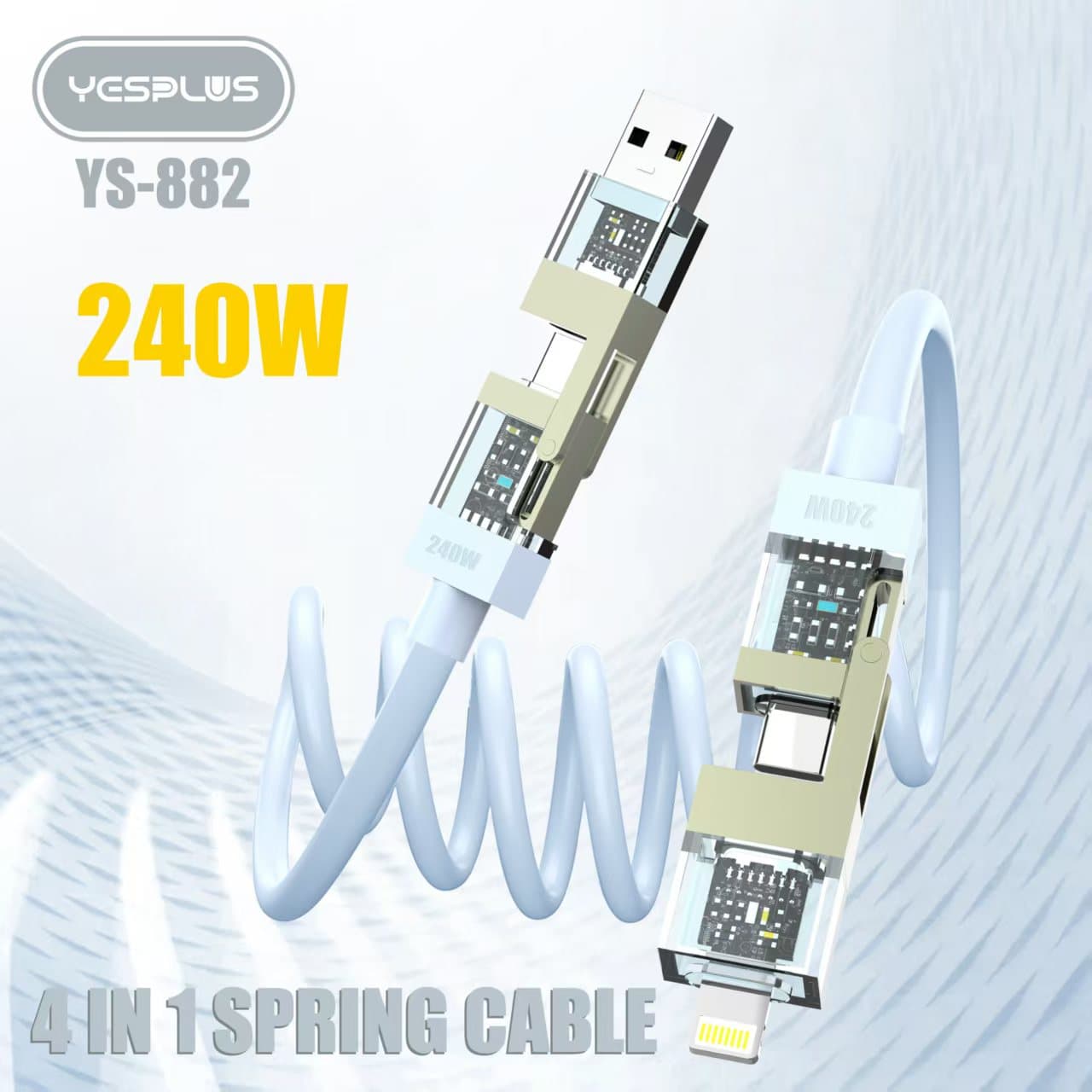 کابل 4 کاره فست شارژ 240W یس پلاس | Yesplus YS-882 — تصویر ۴
