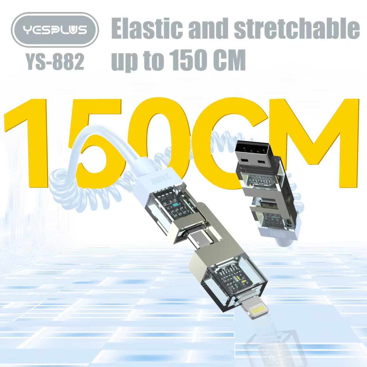 کابل 4 کاره فست شارژ 240W یس پلاس | Yesplus YS-882 — تصویر ۵
