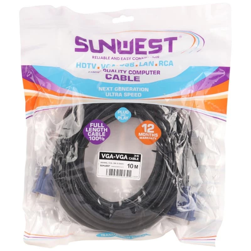 کابل VGA 3+6 سان وست Sunwest طول 10 متر — تصویر ۵
