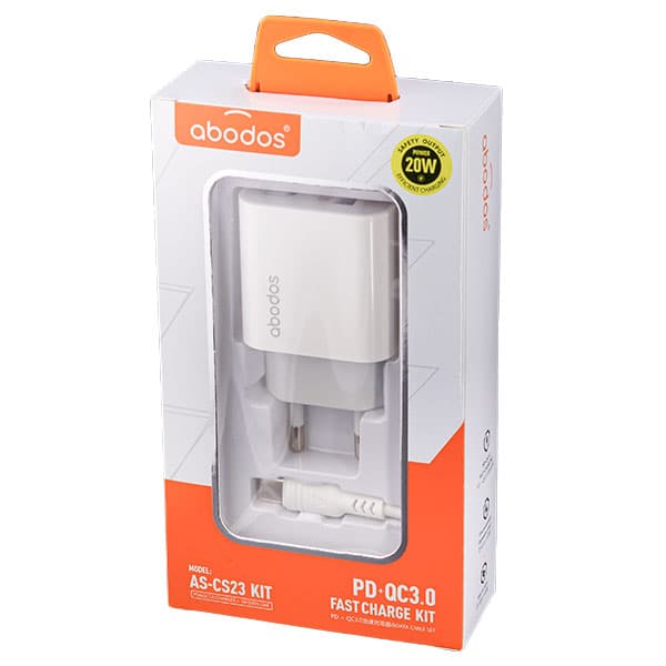 شارژر دیواری 20 وات آبودوس مدل AS-CS23 KIT به همراه کابل USB-C — تصویر ۵