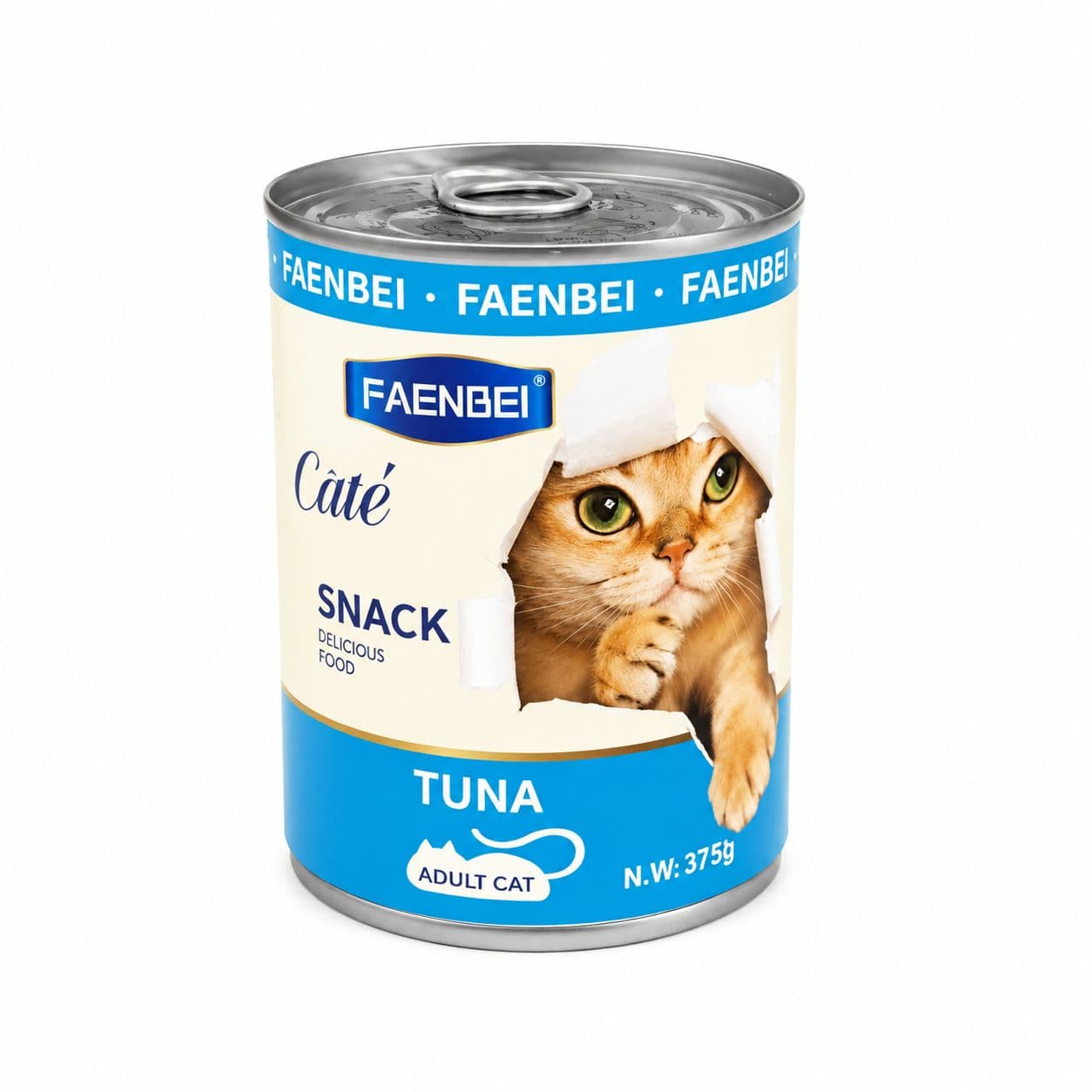 کنسرو غذای گربه فنبی با طعم ماهی تن مدل پته Faenbei Cat Can with Tuna( 375 گرم)