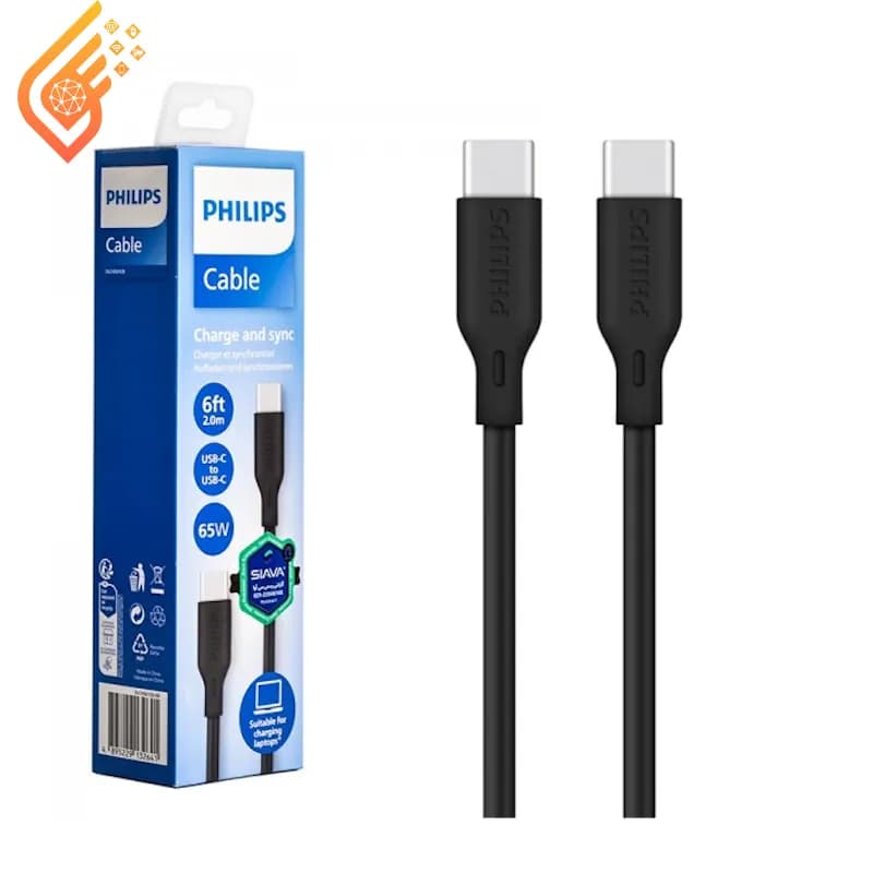 کابل تایپ سی به تایپ سی فیلیپس اورجینال 2 متر مدل PHILIPS DLC4561CB — تصویر ۲