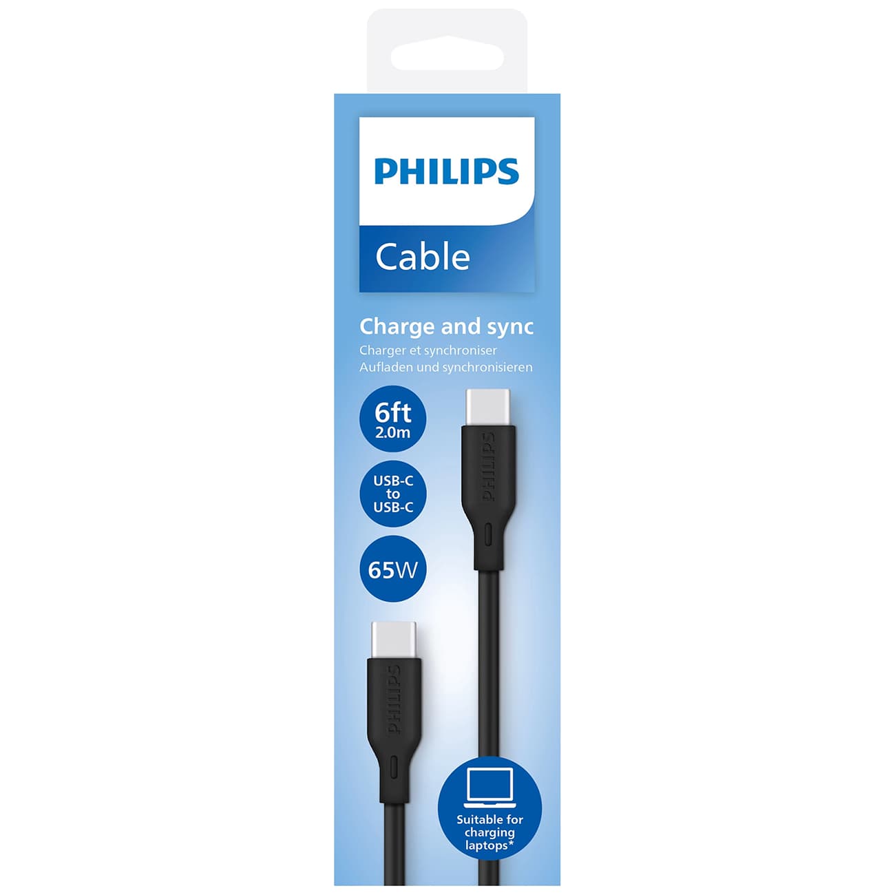 کابل تایپ سی به تایپ سی فیلیپس اورجینال 2 متر مدل PHILIPS DLC4561CB — تصویر ۷