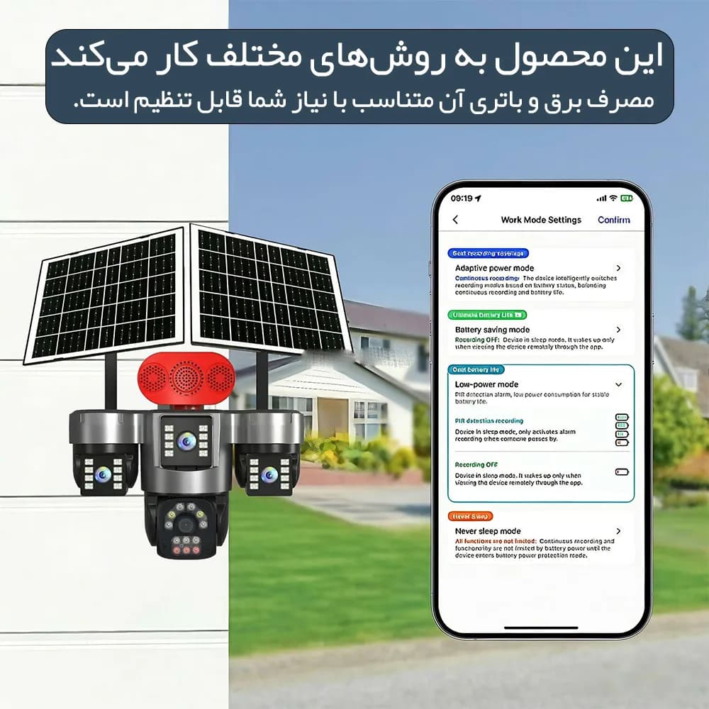 دوربین مینی اسپیددام هوشمند 4 لنز سولار سیم کارتی AOV مدل HiEasy V720 — تصویر ۳