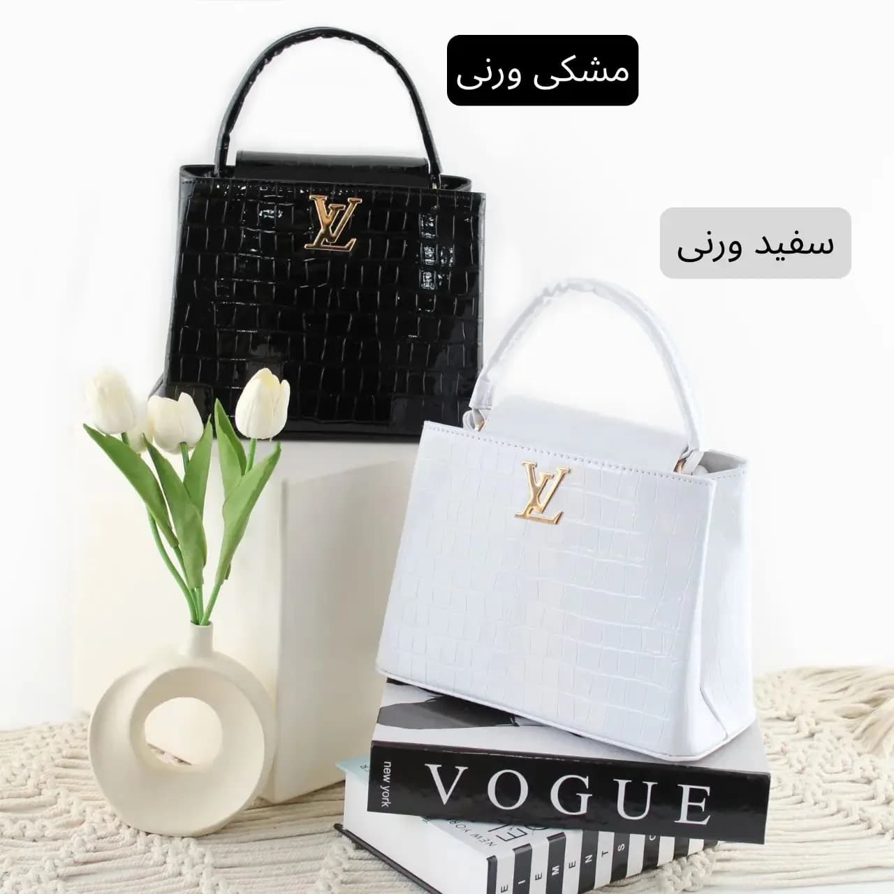 کیف زنانه چرم مصنوعی رسمی و مهمانی با بند بلند — تصویر ۵