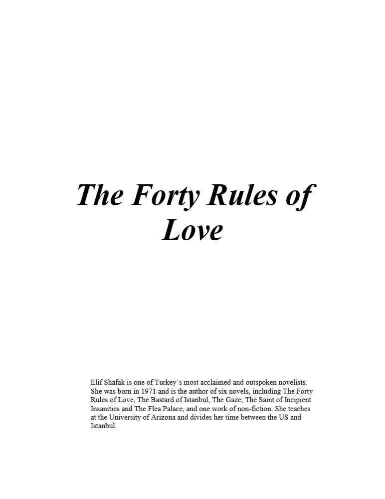 کتاب The Forty Rules of Love (چهل قانون عشق) نسخه انگلیسی PDF | الیف شافاک (Elif Shafak)