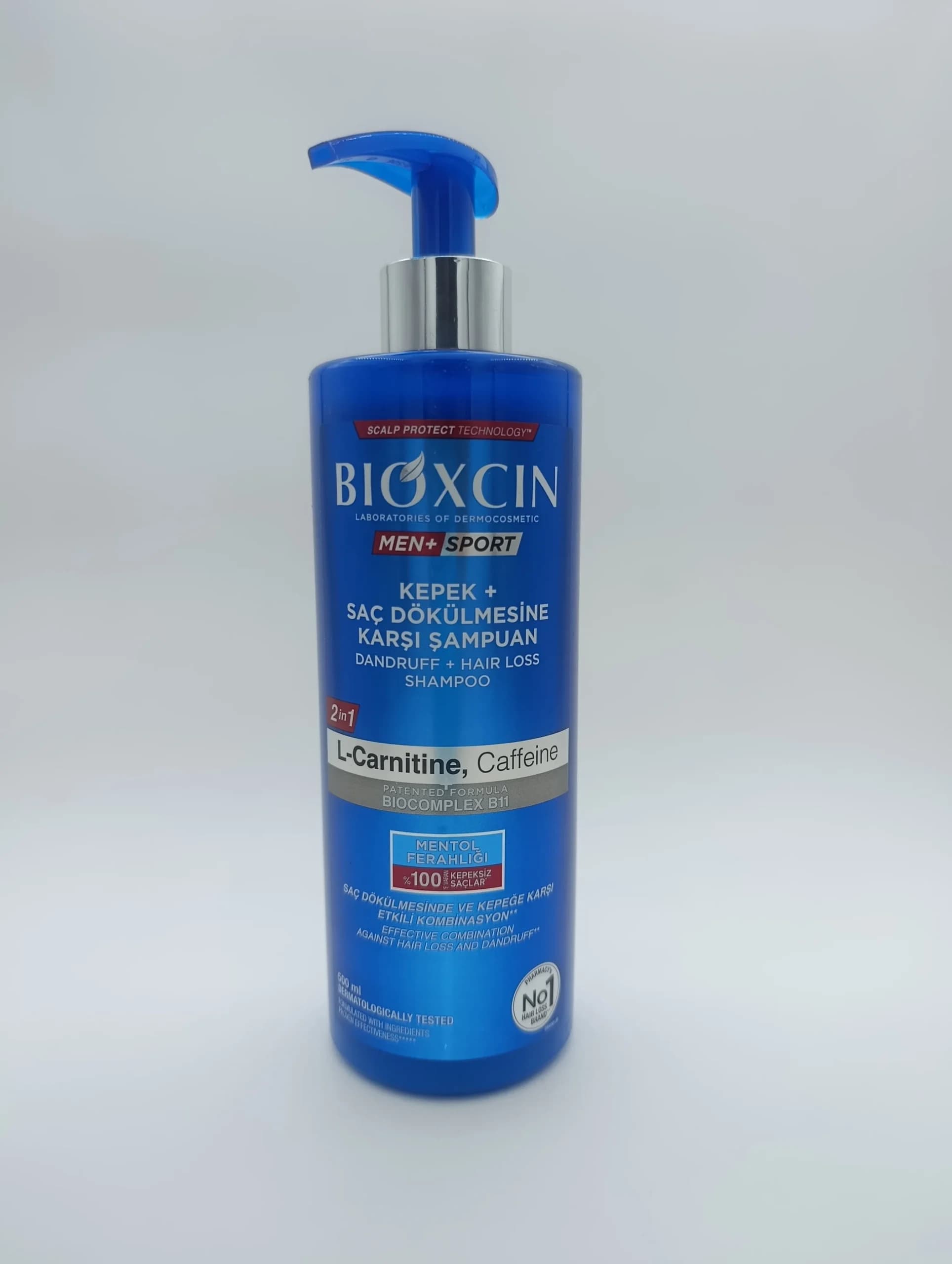 شامپو ضد شوره و ضد ریزش مردانه بیوکسین Bioxcin مدل Men Sport حجم ۵۰۰ میل | حاوی کافئین و منتول (اصل ترکیه)