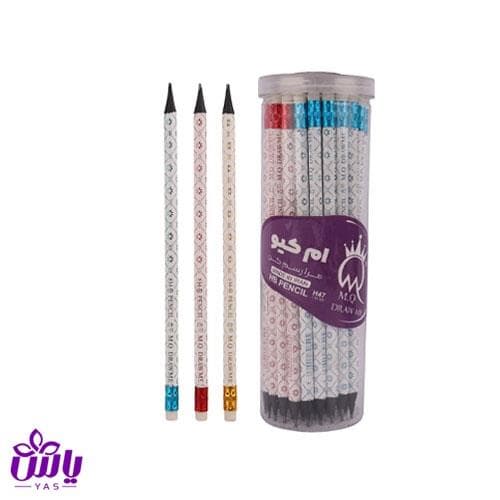 مداد مشکی زغالی پاکن دار بدنه سفید ام کیو H47 (بسته 48 عددی)