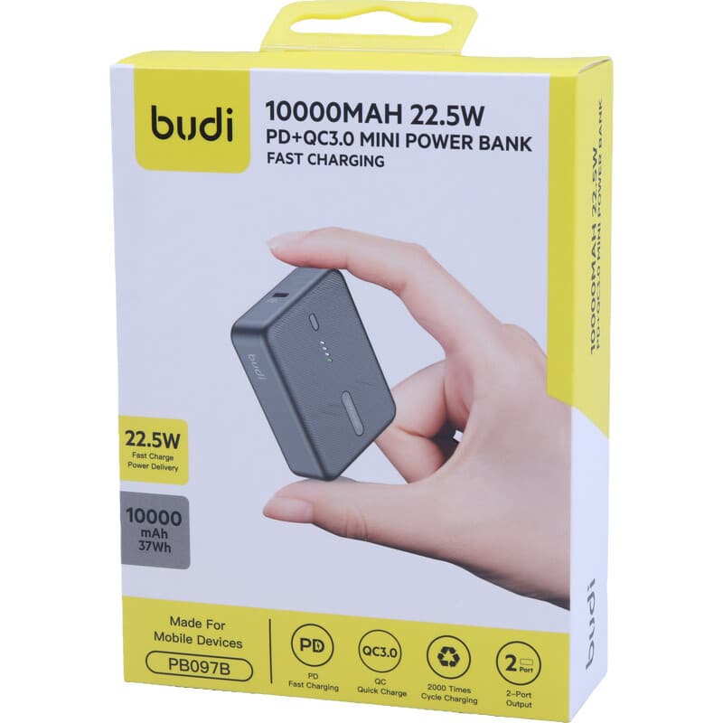 پاور بانک فست شارژ بودی PB097 PD QC3.0 22.5W ظرفیت 10000 میلی آمپر ساعت — تصویر ۲