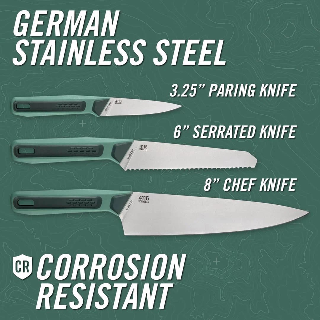 ست چاقوی آشپزی ۳ پارچه کمپینگ گربر مدل Gerber ComplEAT Knife Set — تصویر ۳
